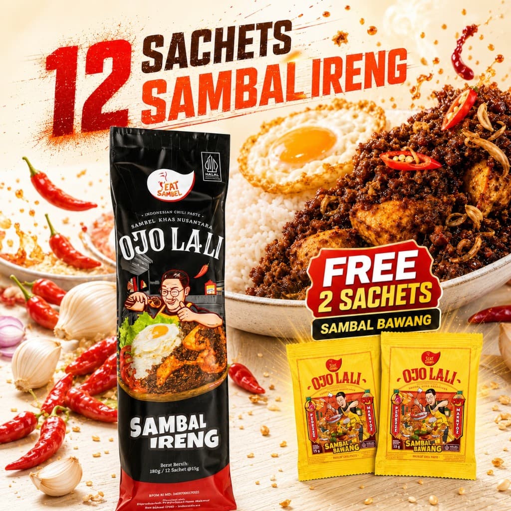 Sambal Ireng 1 Pek + Percuma Sambal Bawang 2 Sachet